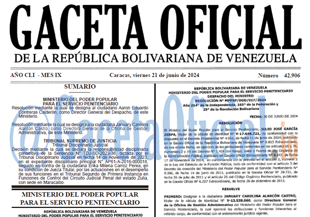 Venezuela Gaceta Oficial 42906 del 21 junio 2024 Gaceta Oficial, Gaceta 42906, Gaceta 42906 HD, Gaceta #42906, Gaceta Oficial Venezuela #42906