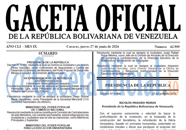 Gaceta Oficial, Gaceta 42909, Gaceta 42909 HD, Gaceta #42909, Gaceta Oficial Venezuela #42909