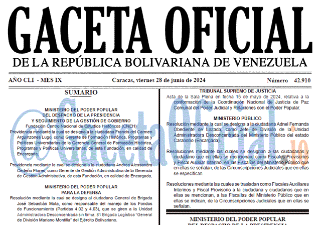 Gaceta Oficial, Gaceta 42910, Gaceta 42910 HD, Gaceta #42910, Gaceta Oficial Venezuela #42910