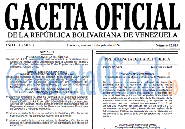 Gaceta Oficial, Gaceta 42919, Gaceta 42919 HD, Gaceta #42919, Gaceta Oficial Venezuela #42919