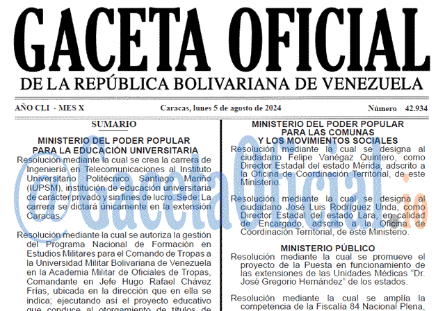 Gaceta Oficial, Gaceta 42934, Gaceta 42934 HD, Gaceta #42934, Gaceta Oficial Venezuela #42934