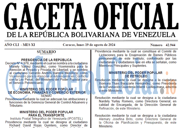Gaceta Oficial, Gaceta 42944, Gaceta 42944 HD, Gaceta #42944, Gaceta Oficial Venezuela #42944