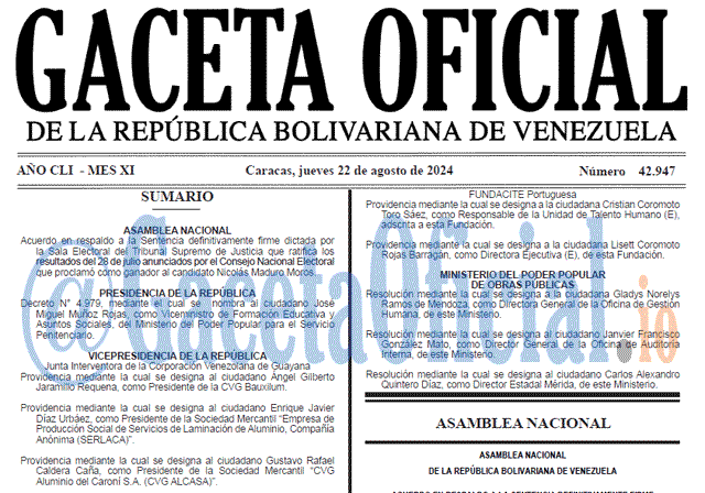 Gaceta Oficial, Gaceta 42947, Gaceta 42947 HD, Gaceta #42947, Gaceta Oficial Venezuela #42947