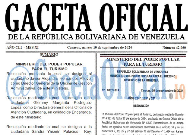 Venezuela Gaceta Oficial 42960 del 10 septiembre 2024 Gaceta Oficial, Gaceta 42960, Gaceta 42960 HD, Gaceta #42960, Gaceta Oficial Venezuela #42960
