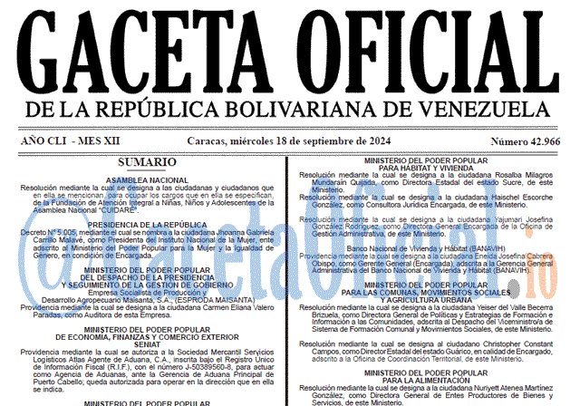 Gaceta Oficial, Gaceta 42966, Gaceta 42966 HD, Gaceta #42966, Gaceta Oficial Venezuela #42966