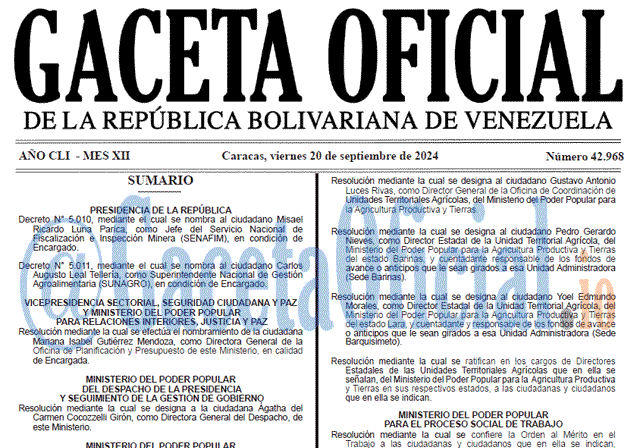 Gaceta Oficial, Gaceta 42968, Gaceta 42968 HD, Gaceta #42968, Gaceta Oficial Venezuela #42968