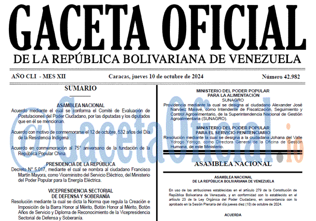 Gaceta Oficial, Gaceta 42982, Gaceta 42982 HD, Gaceta #42982, Gaceta Oficial Venezuela #42982