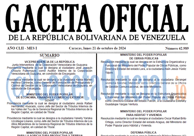 Gaceta Oficial, Gaceta 42989, Gaceta 42989 HD, Gaceta #42989, Gaceta Oficial Venezuela #42989