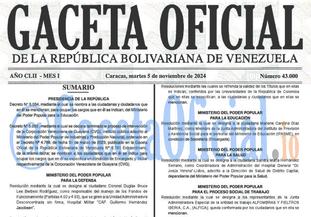 Venezuela Gaceta Oficial 43000 del 5 noviembre 2024 Gaceta Oficial, Gaceta 43000, Gaceta 43000 HD, Gaceta #43000, Gaceta Oficial Venezuela #43000