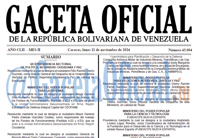 Gaceta Oficial, Gaceta 43004, Gaceta 43004 HD, Gaceta #43004, Gaceta Oficial Venezuela #43004