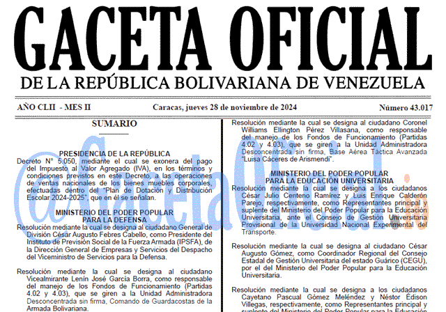 Gaceta Oficial, Gaceta 43017, Gaceta 43017 HD, Gaceta #43017, Gaceta Oficial Venezuela #43017