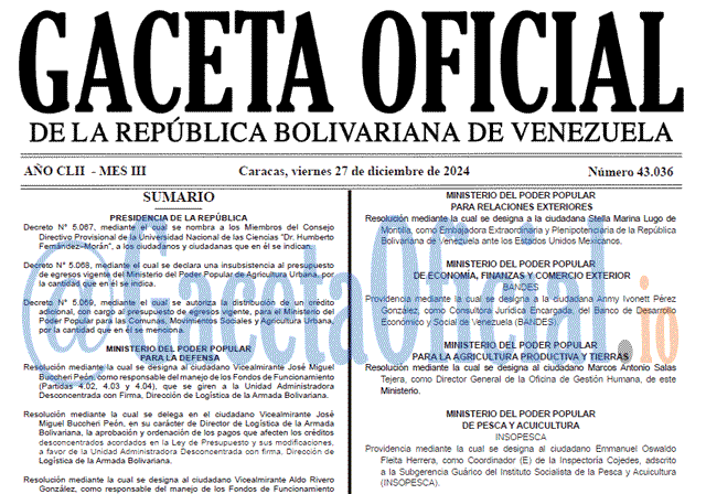 Gaceta Oficial, Gaceta 43036, Gaceta 43036 HD, Gaceta #43036, Gaceta Oficial Venezuela #43036