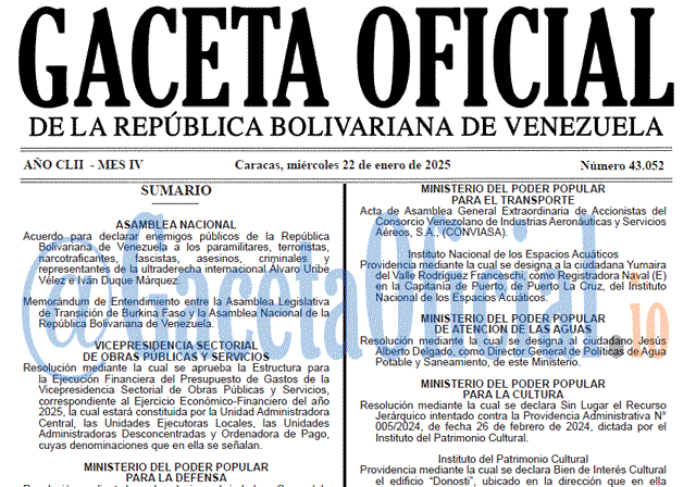 Gaceta Oficial, Gaceta 43052, Gaceta 43052 HD, Gaceta #43052, Gaceta Oficial Venezuela #43052