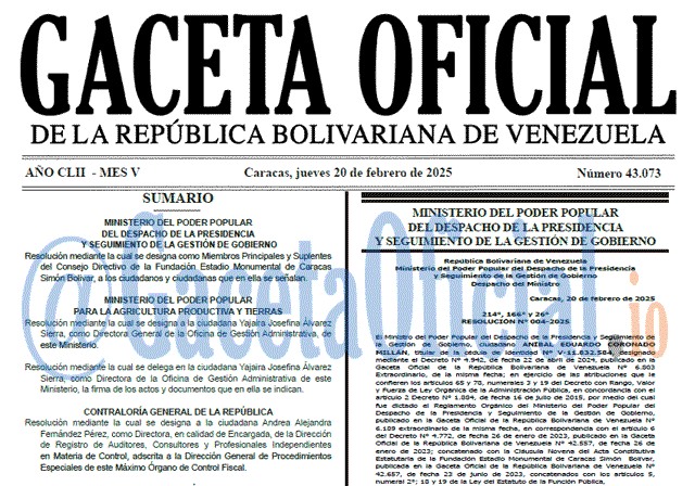 Gaceta Oficial, Gaceta 43073, Gaceta 43073 HD, Gaceta #43073, Gaceta Oficial Venezuela #43073