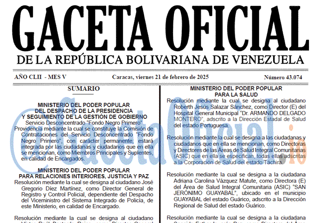 Venezuela Gaceta Oficial 43074 del 21 febrero 2025 Gaceta Oficial, Gaceta 43074, Gaceta 43074 HD, Gaceta #43074, Gaceta Oficial Venezuela #43074