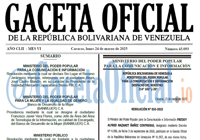 Gaceta Oficial, Gaceta 43093, Gaceta 43093 HD, Gaceta #43093, Gaceta Oficial Venezuela #43093