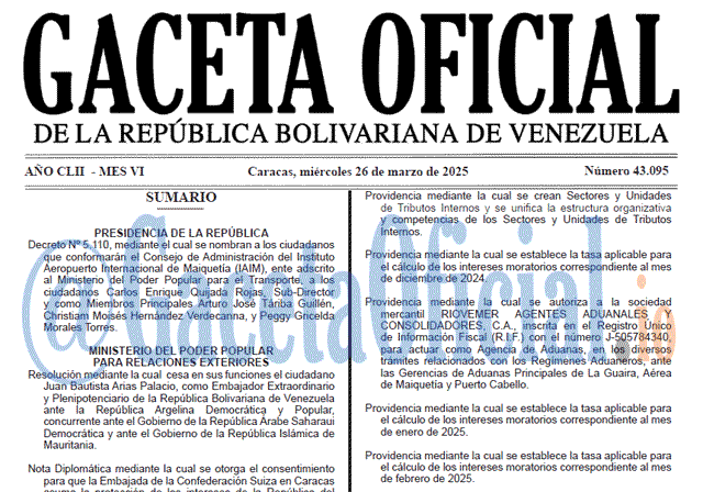 Venezuela Gaceta Oficial 43095 del 26 marzo 2025 Gaceta Oficial, Gaceta 43095, Gaceta 43095 HD, Gaceta #43095, Gaceta Oficial Venezuela #43095