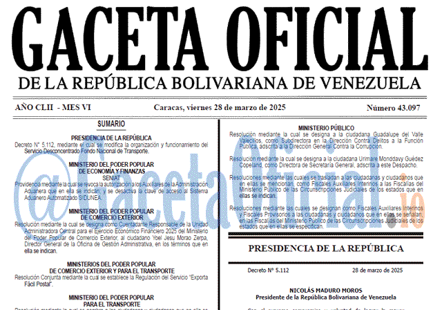 Gaceta Oficial, Gaceta 43097, Gaceta 43097 HD, Gaceta #43097, Gaceta Oficial Venezuela #43097