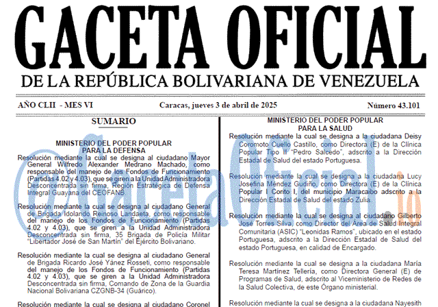 Venezuela Gaceta Oficial 43101 del 3 abril 2025 Gaceta Oficial, Gaceta 43101, Gaceta 43101 HD, Gaceta #43101, Gaceta Oficial Venezuela #43101