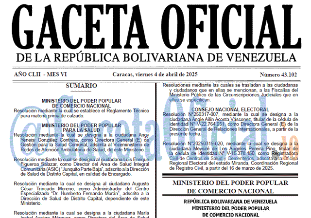 Venezuela Gaceta Oficial 43102 del 4 abril 2025 Gaceta Oficial, Gaceta 43102, Gaceta 43102 HD, Gaceta #43102, Gaceta Oficial Venezuela #43102
