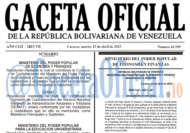 Gaceta Oficial, Gaceta 43109, Gaceta 43109 HD, Gaceta #43109, Gaceta Oficial Venezuela #43109