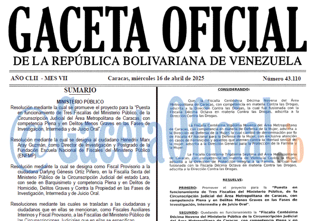 Gaceta Oficial, Gaceta 43110, Gaceta 43110 HD, Gaceta #43110, Gaceta Oficial Venezuela #43110