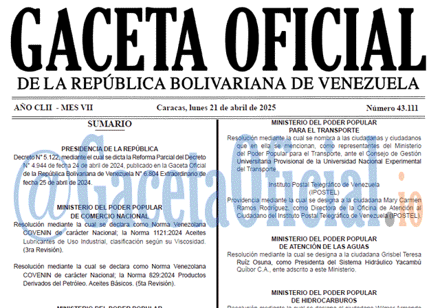 Gaceta Oficial, Gaceta 43111, Gaceta 43111 HD, Gaceta #43111, Gaceta Oficial Venezuela #43111