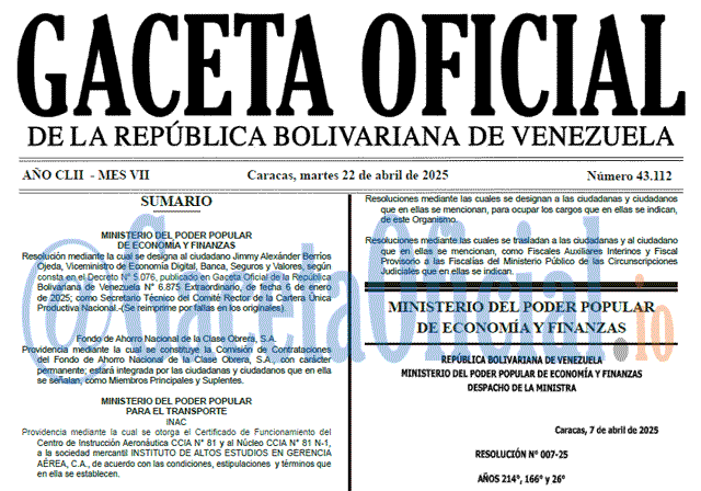 Gaceta Oficial, Gaceta 43112, Gaceta 43112 HD, Gaceta #43112, Gaceta Oficial Venezuela #43112