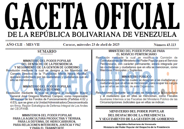 Gaceta Oficial, Gaceta 43113, Gaceta 43113 HD, Gaceta #43113, Gaceta Oficial Venezuela #43113