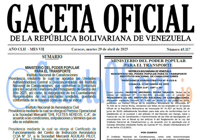 Gaceta Oficial, Gaceta 43117, Gaceta 43117 HD, Gaceta #43117, Gaceta Oficial Venezuela #43117
