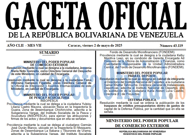 Gaceta Oficial, Gaceta 43119, Gaceta 43119 HD, Gaceta #43119, Gaceta Oficial Venezuela #43119