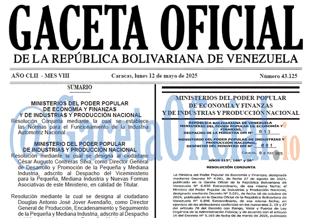 Venezuela Gaceta Oficial 43125 del 12 mayo 2025 Gaceta Oficial, Gaceta 43125, Gaceta 43125 HD, Gaceta #43125, Gaceta Oficial Venezuela #43125