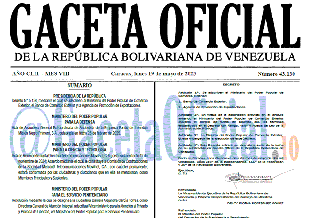 Venezuela Gaceta Oficial 43130 del 19 mayo 2025 Gaceta Oficial, Gaceta 43130, Gaceta 43130 HD, Gaceta #43130, Gaceta Oficial Venezuela #43130
