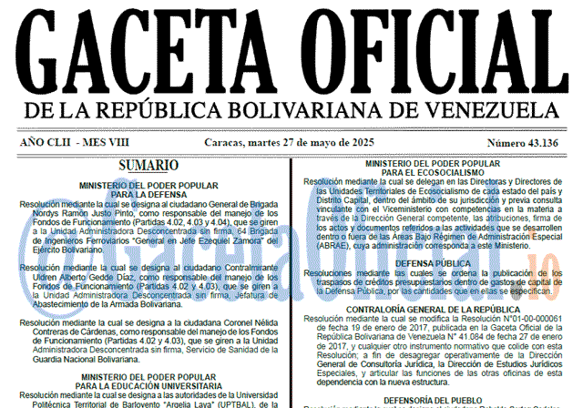 Gaceta Oficial, Gaceta 43136, Gaceta 43136 HD, Gaceta #43136, Gaceta Oficial Venezuela #43136