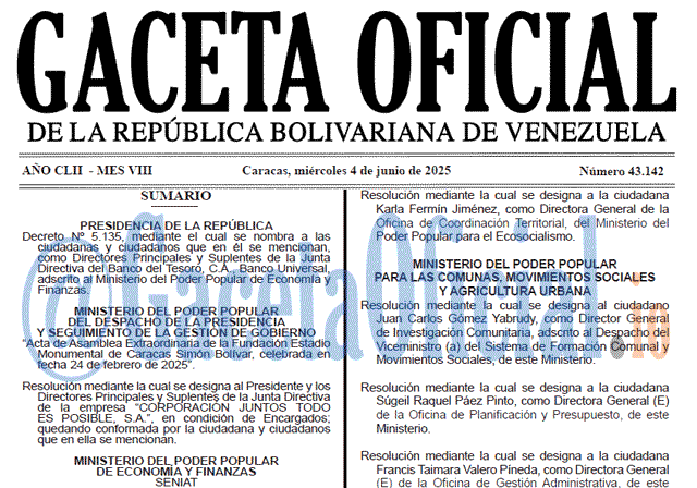 Gaceta Oficial, Gaceta 43142, Gaceta 43142 HD, Gaceta #43142, Gaceta Oficial Venezuela #43142