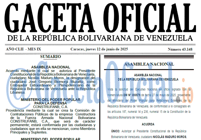 Gaceta Oficial, Gaceta 43148, Gaceta 43148 HD, Gaceta #43148, Gaceta Oficial Venezuela #43148