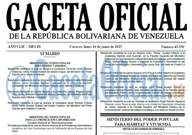 Gaceta Oficial, Gaceta 43150, Gaceta 43150 HD, Gaceta #43150, Gaceta Oficial Venezuela #43150