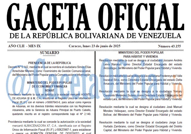 Gaceta Oficial, Gaceta 43155, Gaceta 43155 HD, Gaceta #43155, Gaceta Oficial Venezuela #43155