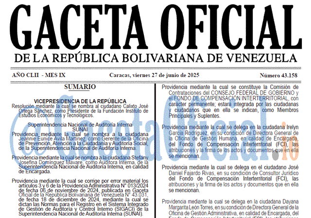 Gaceta Oficial, Gaceta 43158, Gaceta 43158 HD, Gaceta #43158, Gaceta Oficial Venezuela #43158