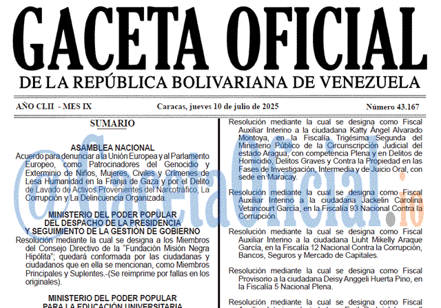Gaceta Oficial, Gaceta 43167, Gaceta 43167 HD, Gaceta #43167, Gaceta Oficial Venezuela #43167