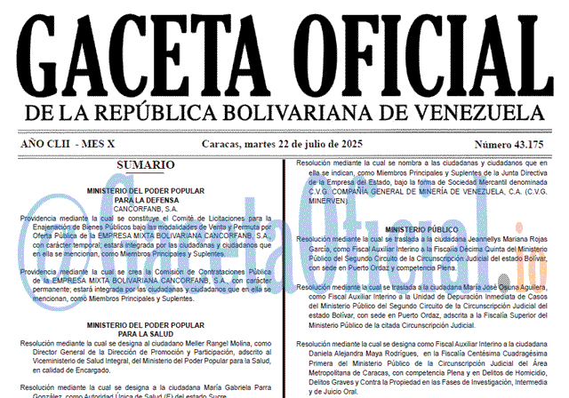 Gaceta Oficial, Gaceta 43175, Gaceta 43175 HD, Gaceta #43175, Gaceta Oficial Venezuela #43175