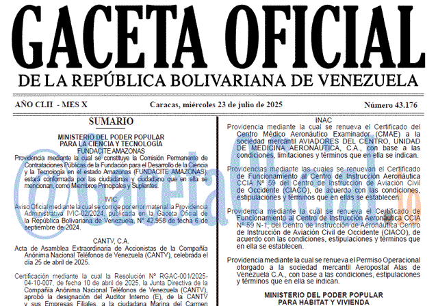 Gaceta Oficial, Gaceta 43176, Gaceta 43176 HD, Gaceta #43176, Gaceta Oficial Venezuela #43176