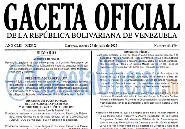 Venezuela Gaceta Oficial 43179 del 29 julio 2025 Gaceta Oficial, Gaceta 43179, Gaceta 43179 HD, Gaceta #43179, Gaceta Oficial Venezuela #43179