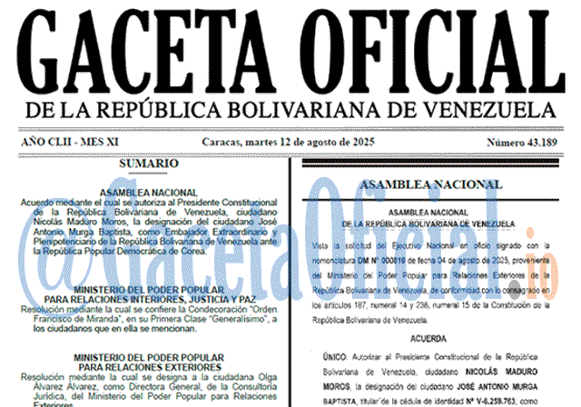 Gaceta Oficial, Gaceta 43189, Gaceta 43189 HD, Gaceta #43189, Gaceta Oficial Venezuela #43189