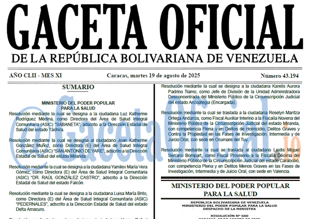 Gaceta Oficial, Gaceta 43194, Gaceta 43194 HD, Gaceta #43194, Gaceta Oficial Venezuela #43194