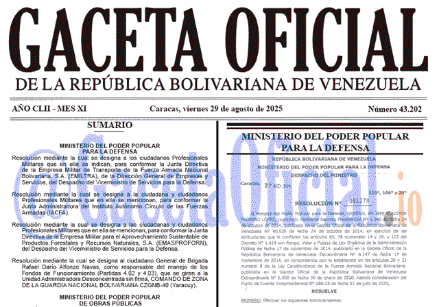 Gaceta Oficial, Gaceta 43202, Gaceta 43202 HD, Gaceta #43202, Gaceta Oficial Venezuela #43202