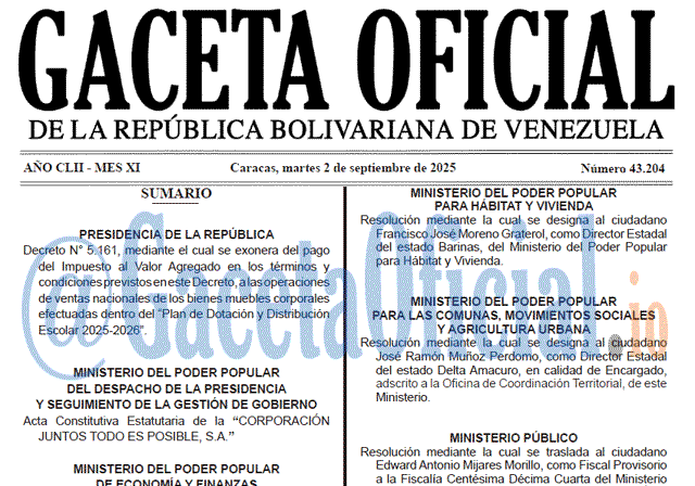 Gaceta Oficial, Gaceta 43204, Gaceta 43204 HD, Gaceta #43204, Gaceta Oficial Venezuela #43204