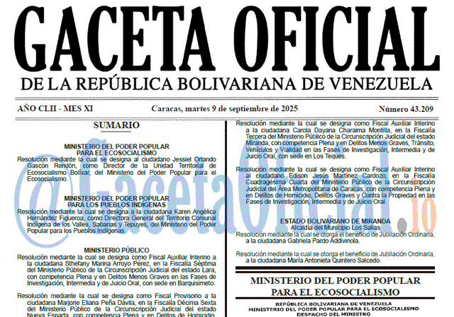 Venezuela Gaceta Oficial 43209 del 9 septiembre 2025 Gaceta Oficial, Gaceta 43209, Gaceta 43209 HD, Gaceta #43209, Gaceta Oficial Venezuela #43209
