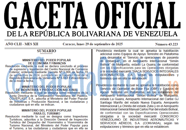 Venezuela Gaceta Oficial 43223 del 29 septiembre 2025 Gaceta Oficial, Gaceta 43223, Gaceta 43223 HD, Gaceta #43223, Gaceta Oficial Venezuela #43223