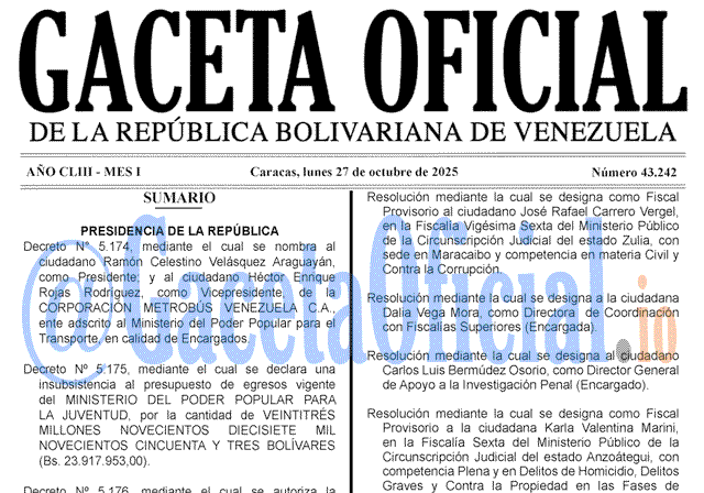 Gaceta Oficial, Gaceta 43242, Gaceta 43242 HD, Gaceta #43242, Gaceta Oficial Venezuela #43242